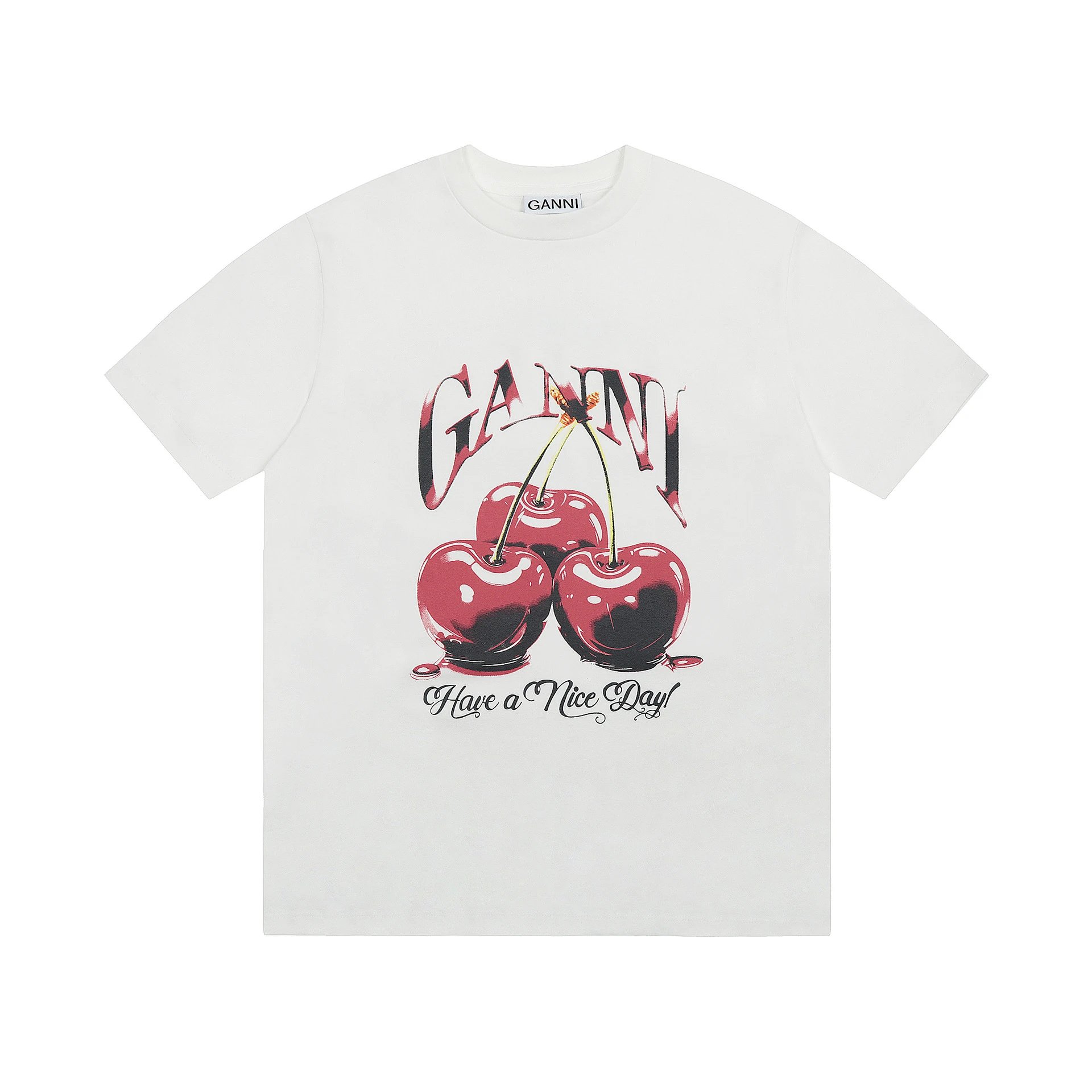 GANNI T-Shirts Graphic Print Short-Sleeve T-Shirt — GA70