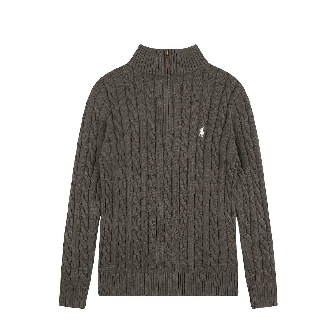 Polo Ralph Lauren Knitwear Cable-Knit Quarter-Zip Sweater — DS 014 Cement white standard