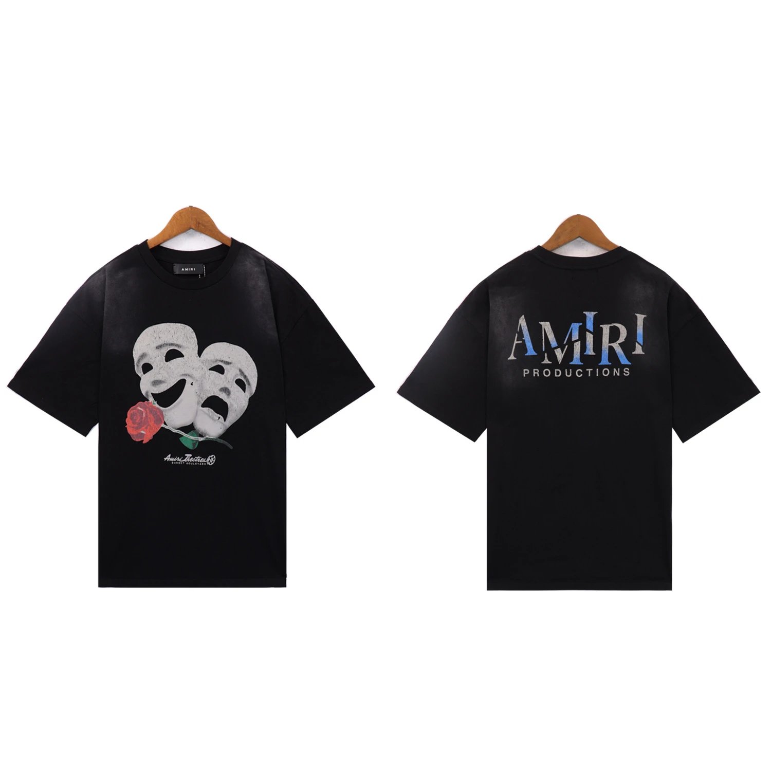 AMIRI T-Shirts Washed Graphic T-Shirt — 2222 washed black