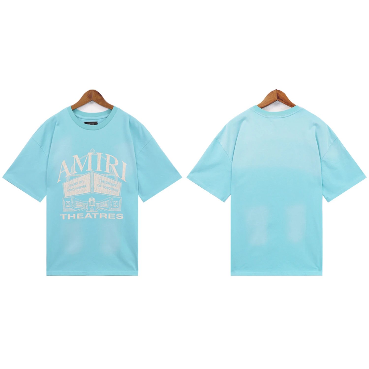 AMIRI T-Shirts Washed Graphic T-Shirt — 2219 washed blue