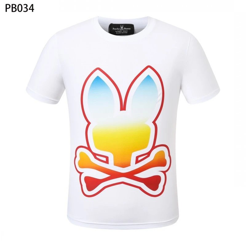 Psycho Bunny T-Shirts Rabbit skull graphic short-sleeve — PB034 White