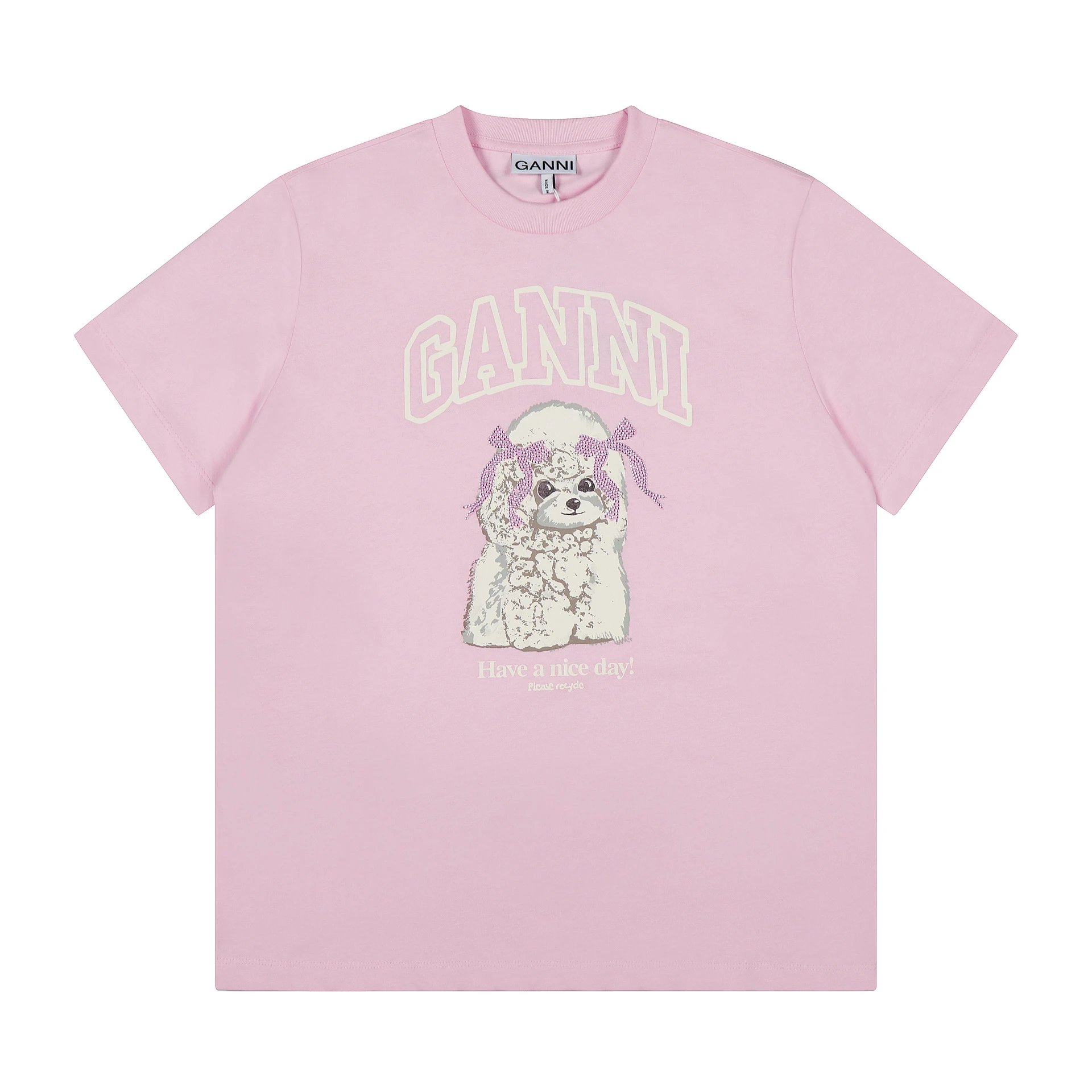 GANNI T-Shirts Graphic Print Short-Sleeve T-Shirt — GA85