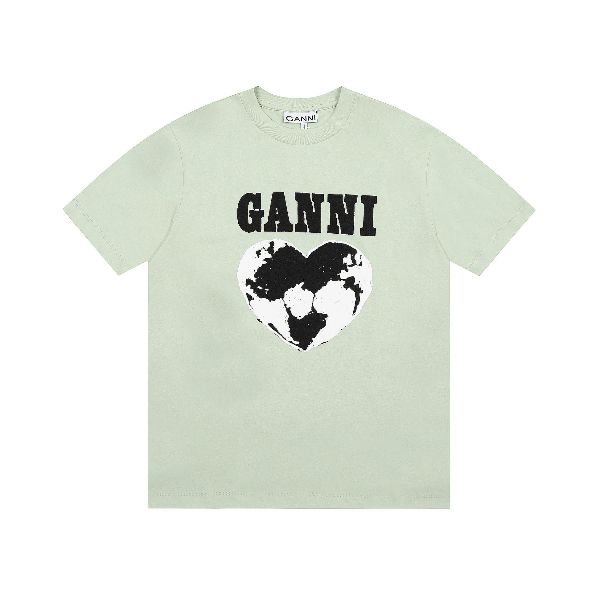 GANNI T-Shirts Graphic Print Short-Sleeve T-Shirt — GA 68 Green