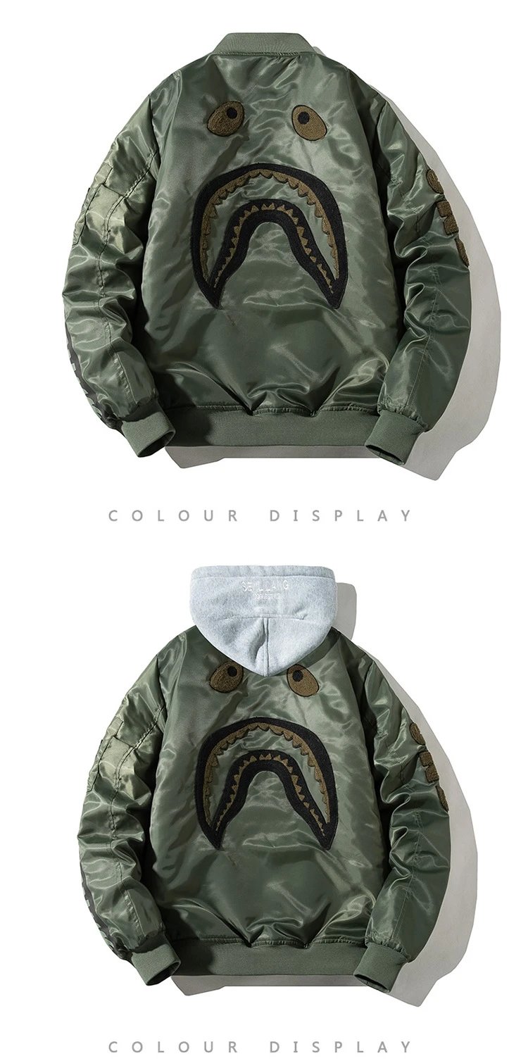 A Bathing Ape Bomber Jacket Army Green with Hooded Layer Outerwear - 15