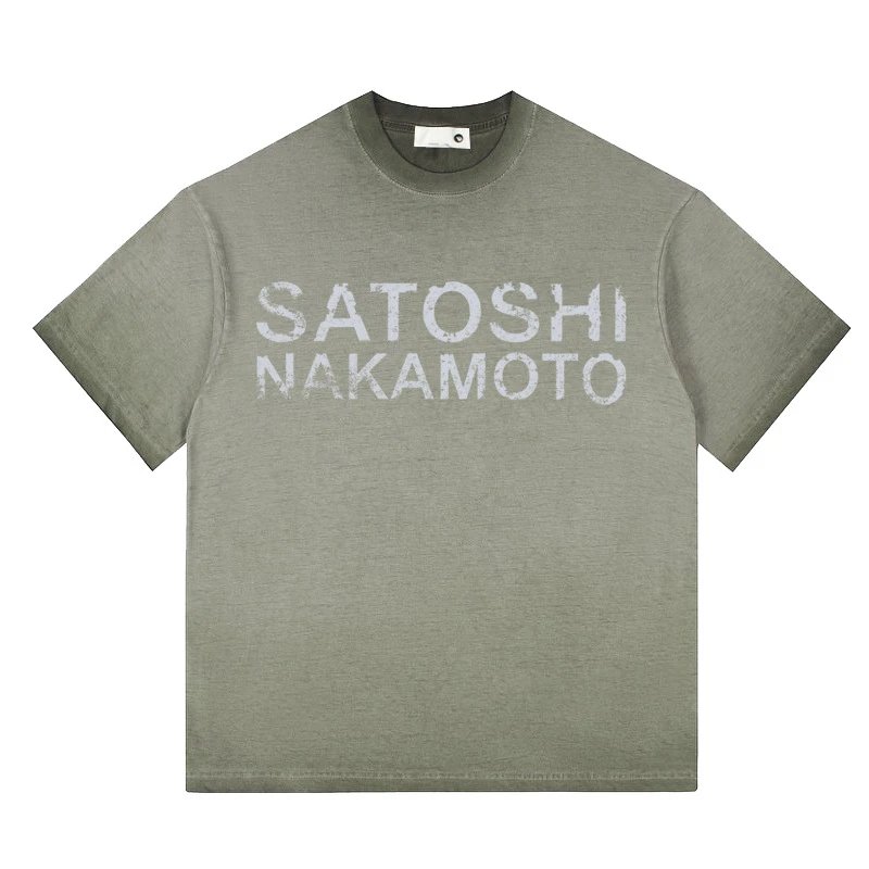 Satoshi Nakamoto T-Shirts Graphic studded T-Shirt — 9644 Washed green