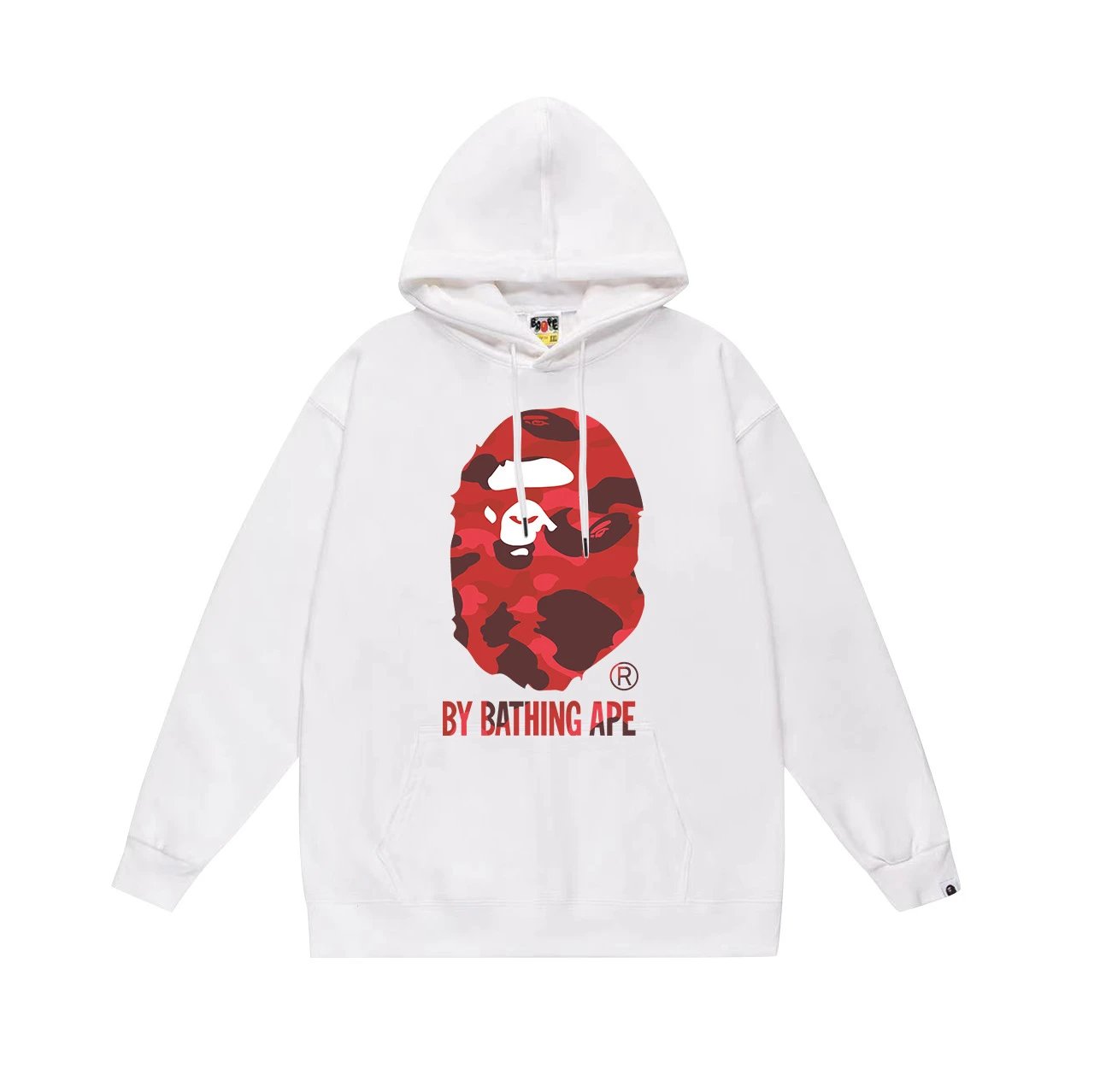 BAPE Hoodies & Sweatshirts Graphic Pullover Hoodie — 645 white and red