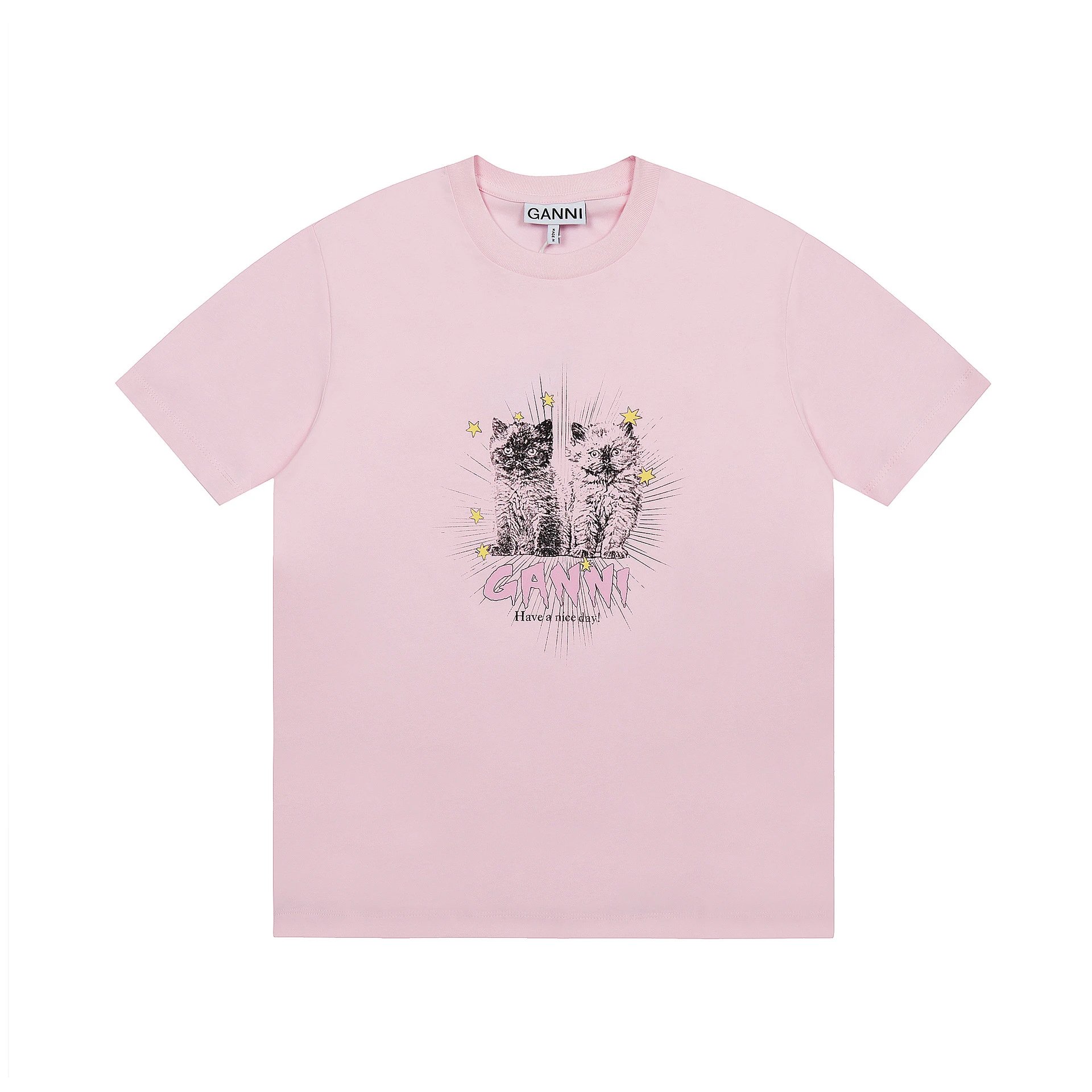 GANNI T-Shirts Graphic Print Short-Sleeve T-Shirt — GA72