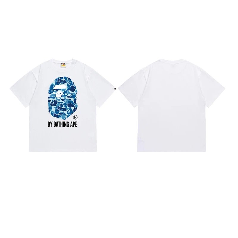 A Bathing Ape T-Shirts Head Graphic — 151 white and blue