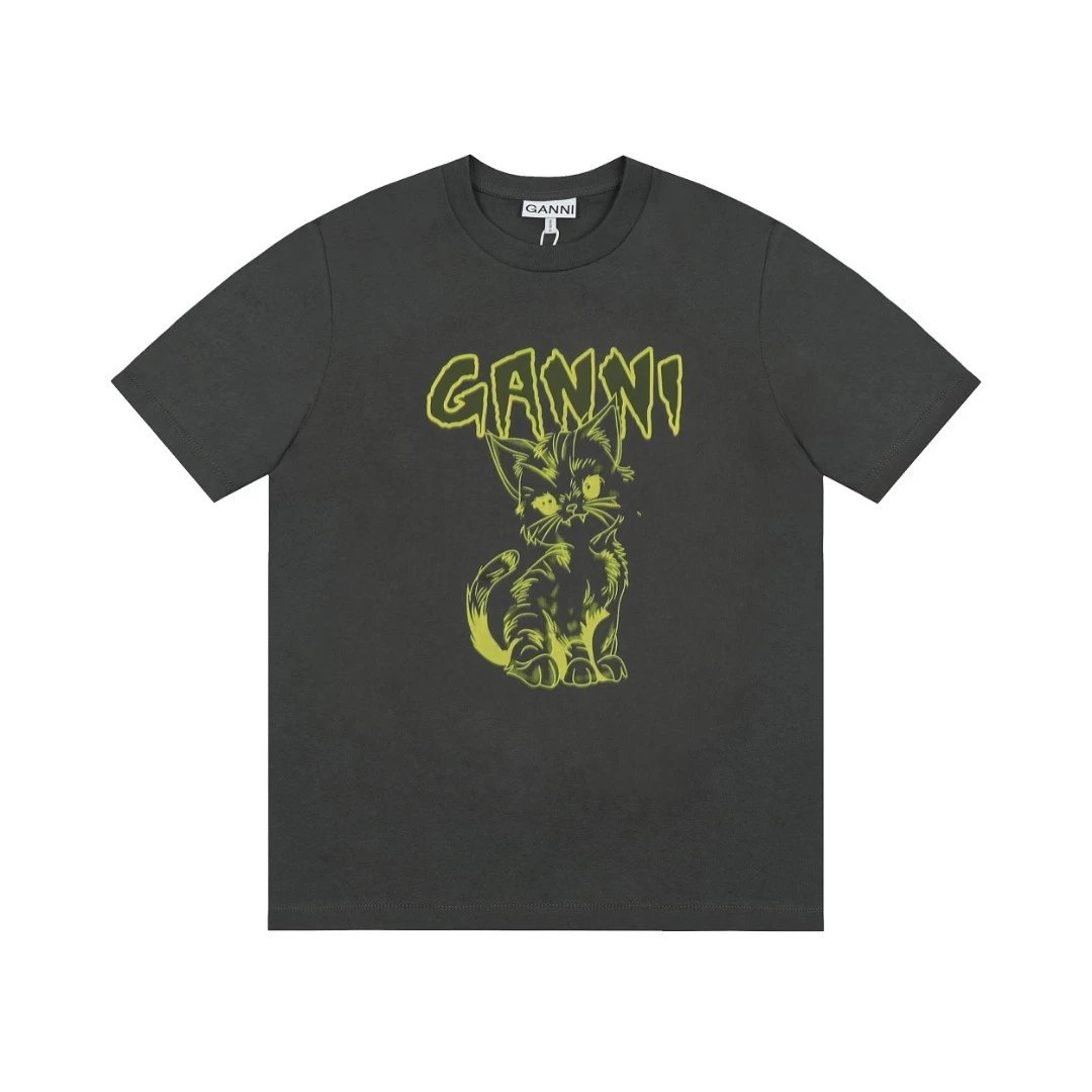 GANNI T-Shirts Graphic Print Short-Sleeve T-Shirt — GA63