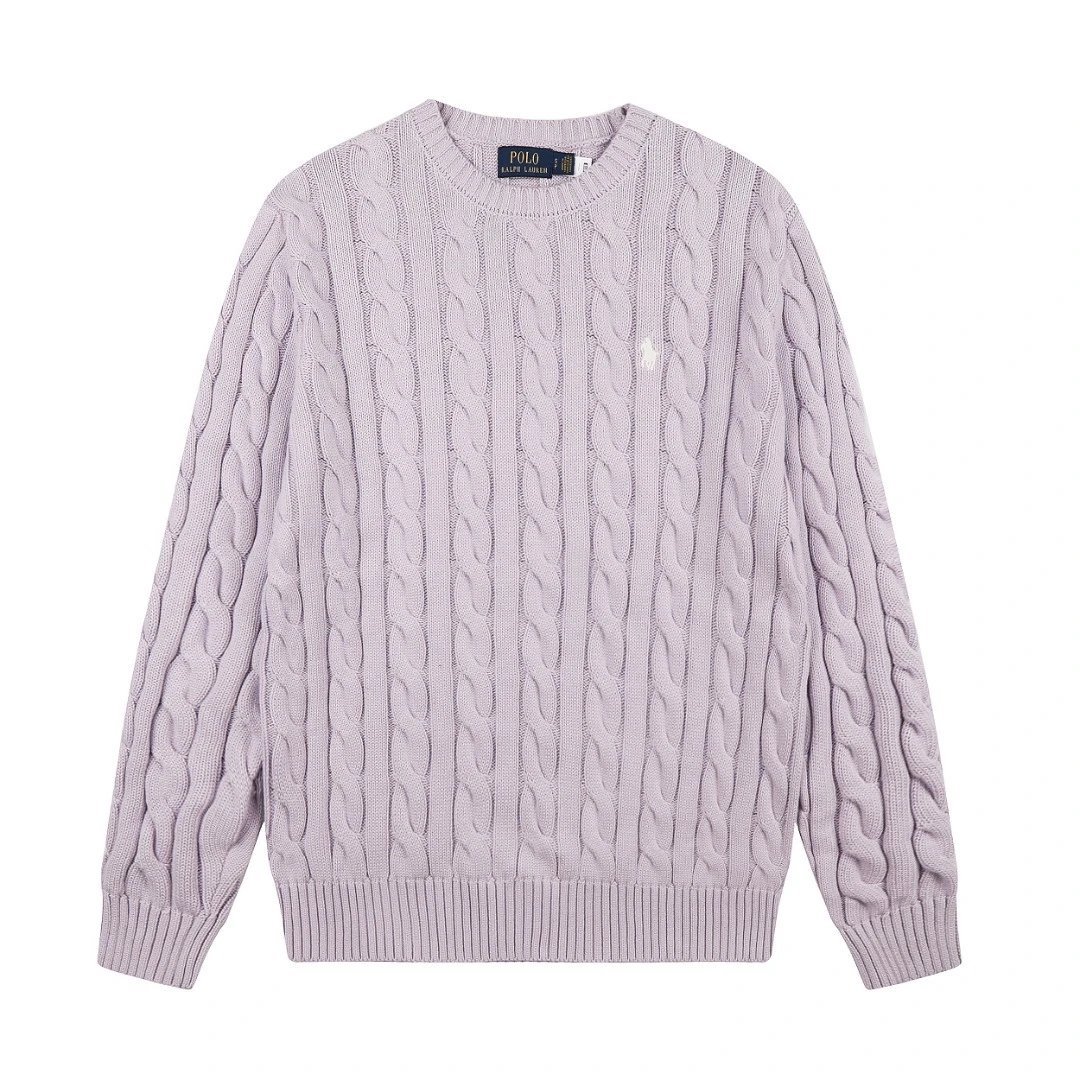 Polo Ralph Lauren Knitwear DS012 cable-knit crewneck sweater with embroidered pony logo — DS 012 Light purple