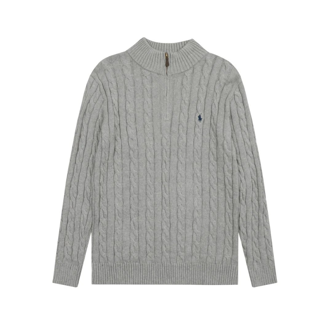 Polo Ralph Lauren Knitwear Cable-Knit Quarter-Zip Sweater — DS014 Gray