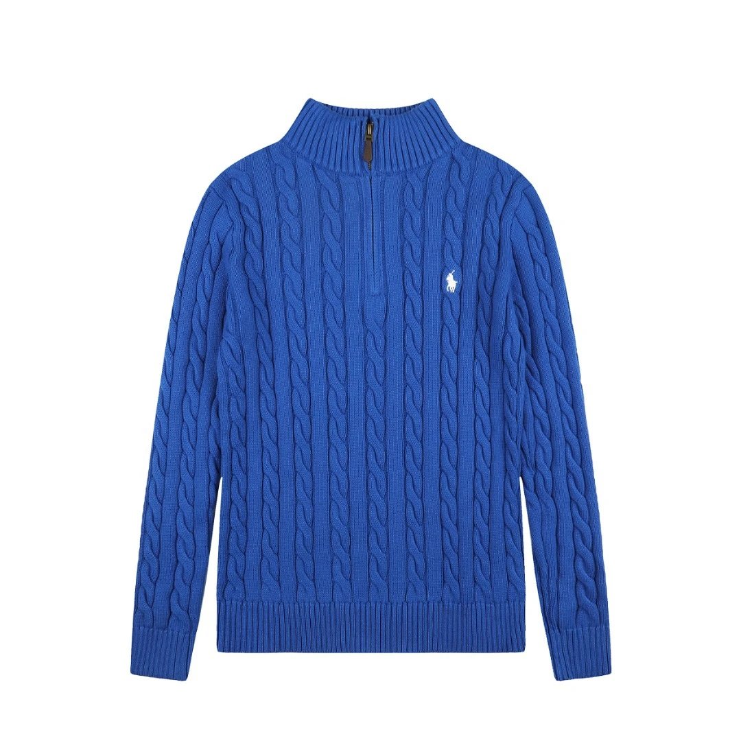 Polo Ralph Lauren Knitwear Cable-Knit Quarter-Zip Sweater — DS 014 Color blue