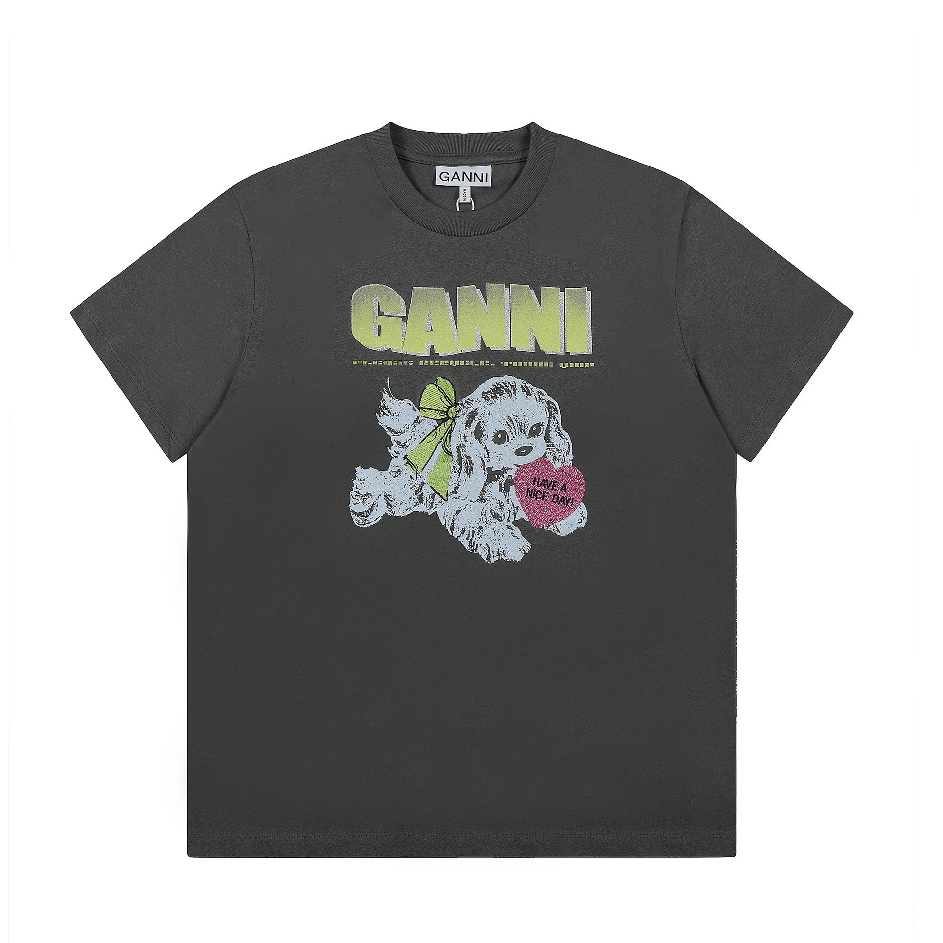 GANNI T-Shirts Graphic Print Short-Sleeve T-Shirt — GA 81 Black