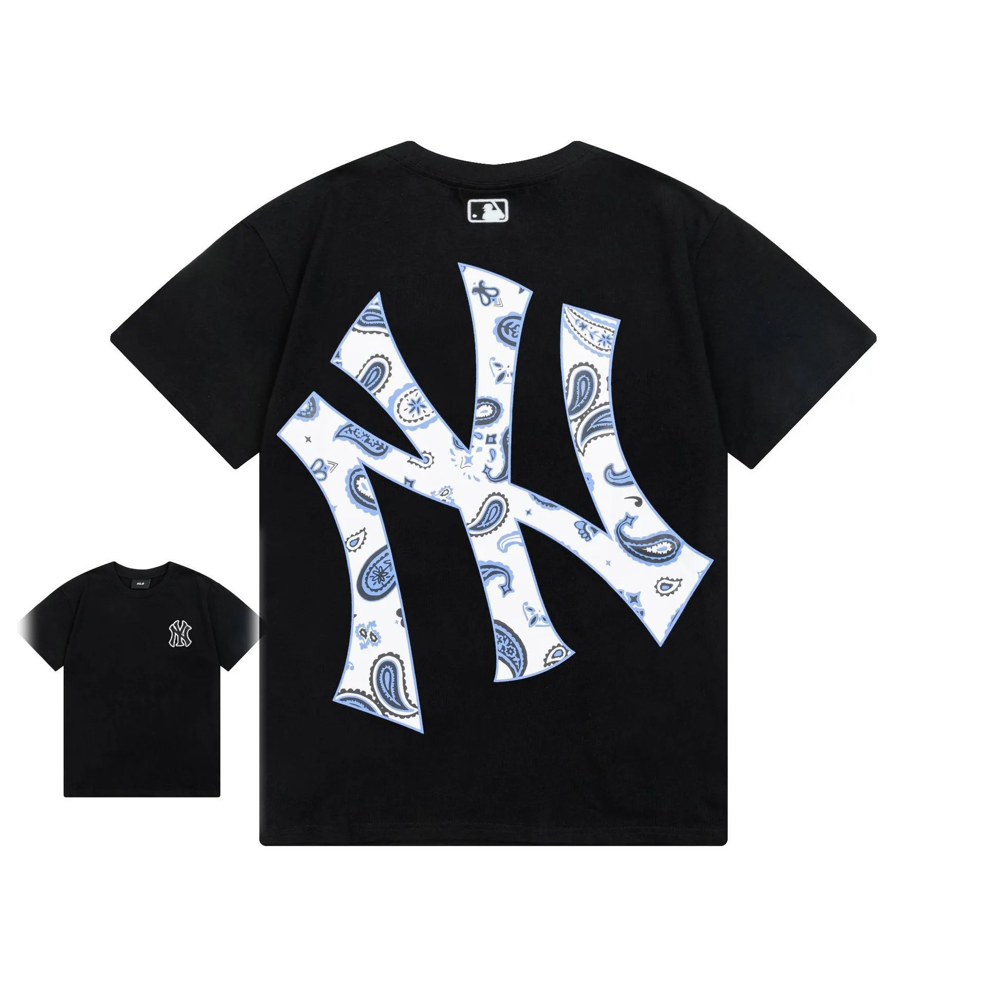 MLB T-Shirts New York Yankees Logo — 916 Black (Front-Label Embroidery)