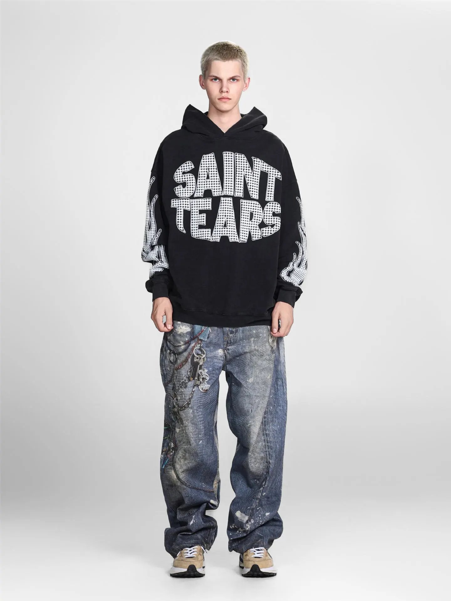Saint Tears Memories Only Distressed Angel Hoodie Red - 23