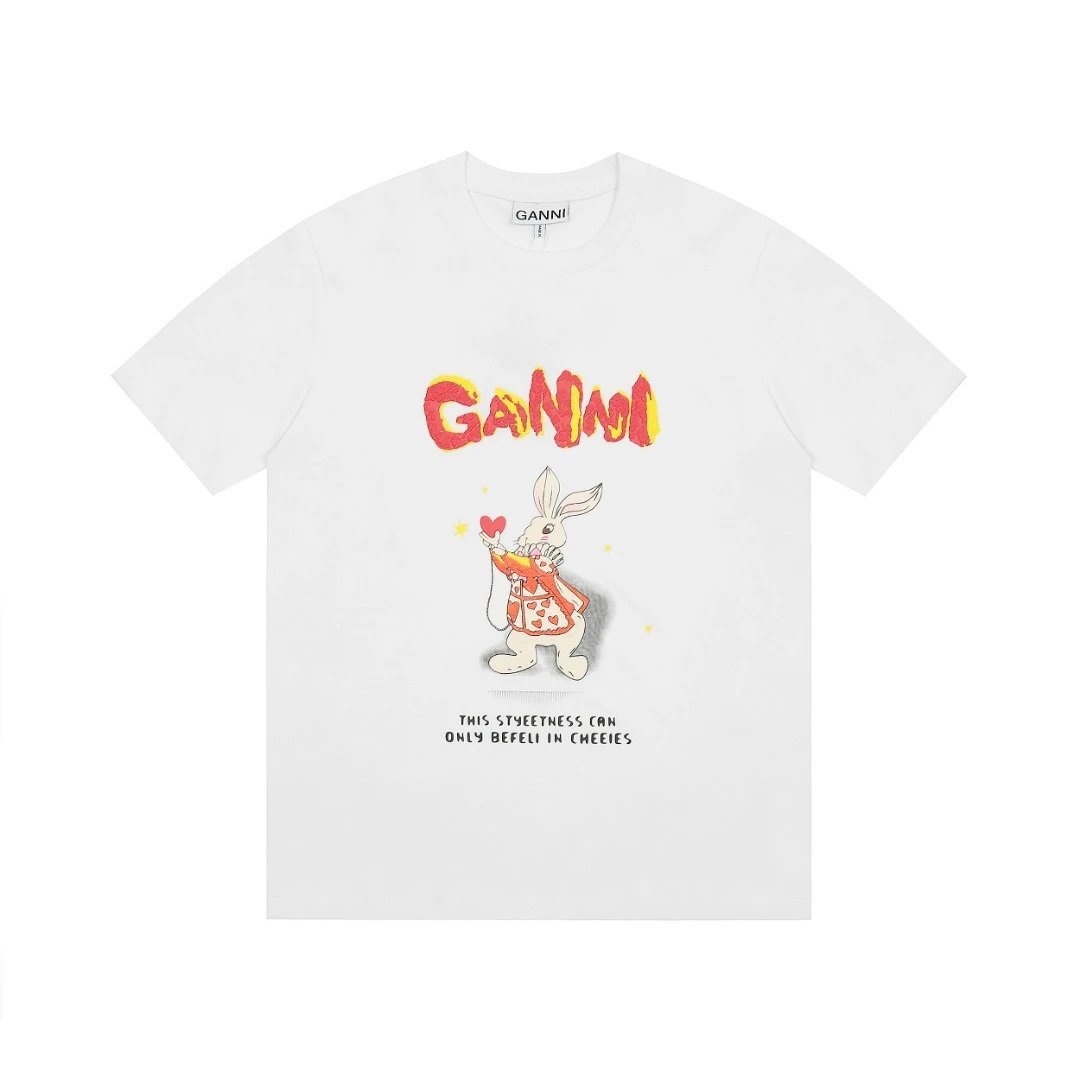 GANNI T-Shirts Graphic Print Short-Sleeve T-Shirt — 14