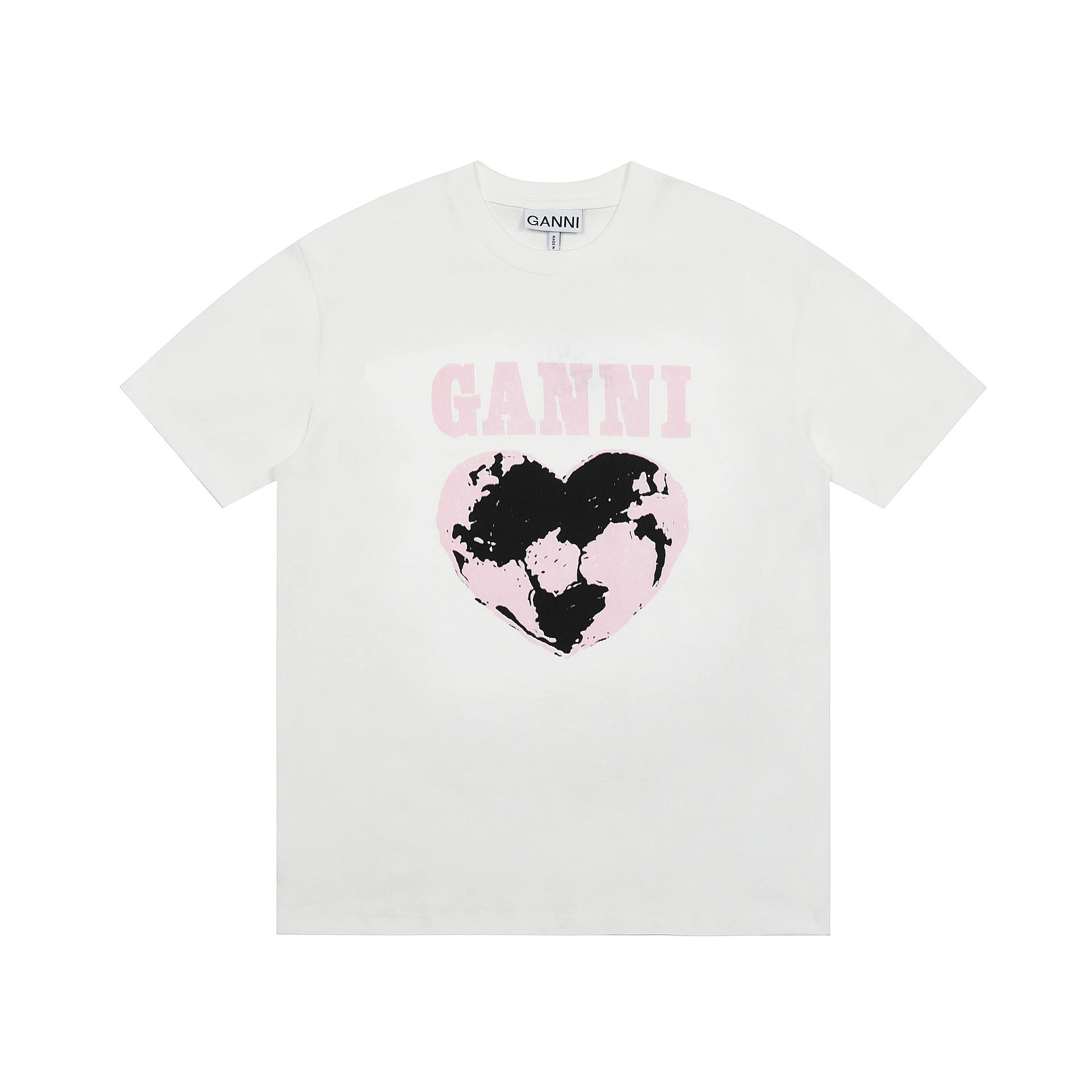 GANNI T-Shirts Graphic Print Short-Sleeve T-Shirt — GA 68 white