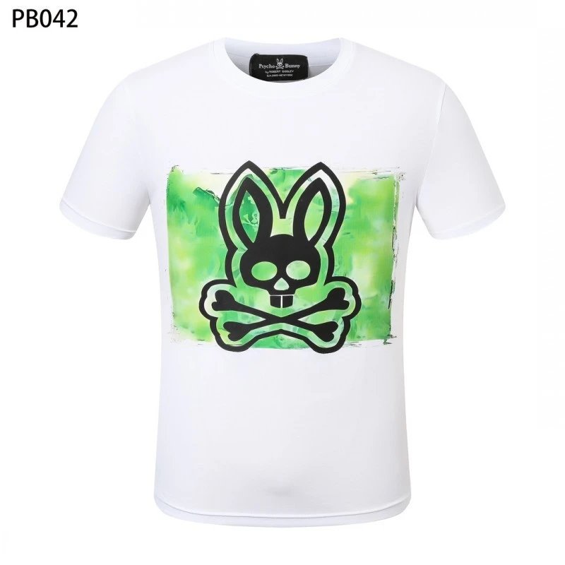 Psycho Bunny T-Shirts Rabbit skull graphic short-sleeve — PB042 White