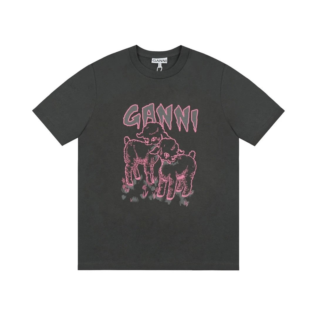 GANNI T-Shirts Graphic Print Short-Sleeve T-Shirt — GA62