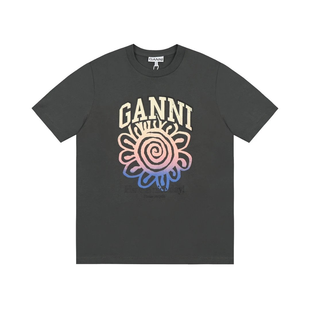 GANNI T-Shirts Graphic Print Short-Sleeve T-Shirt — 30