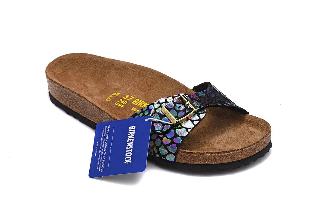 Birkenstock Sandals Madrid single-strap buckle — Slippers Colorful Black Snake Pattern 34-46 Male and female code