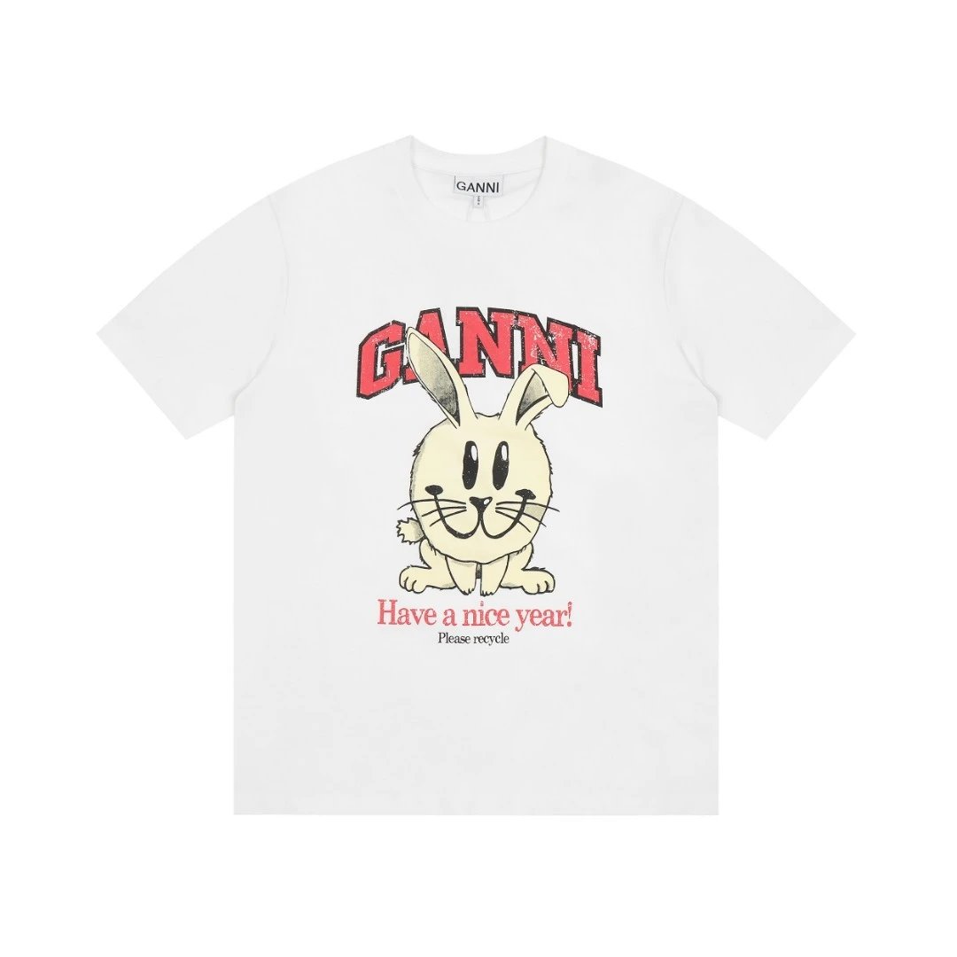 GANNI T-Shirts Graphic Print Short-Sleeve T-Shirt — 21