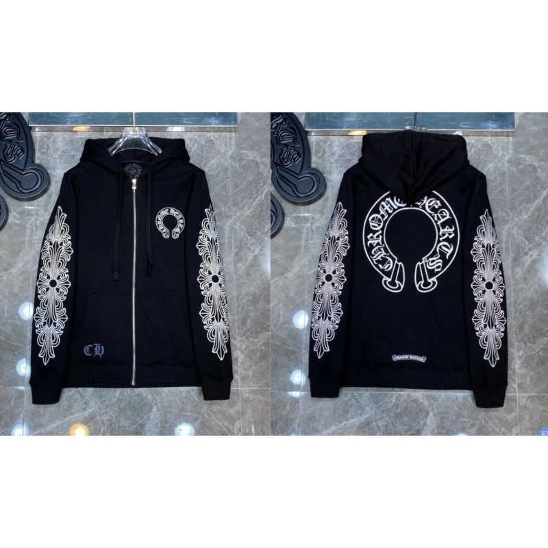 Chrome Hearts Hoodies & Sweatshirts Zip-Up with Cross Graphics — 8063 black