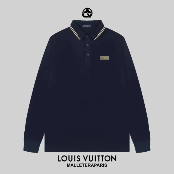 Louis Vuitton Malletier Paris Long-Sleeve Polo Navy Tops Polo - 1