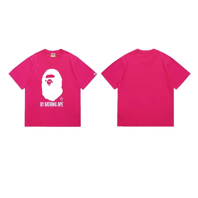 A Bathing Ape T-Shirts Head Graphic Print — 164 Rose Red