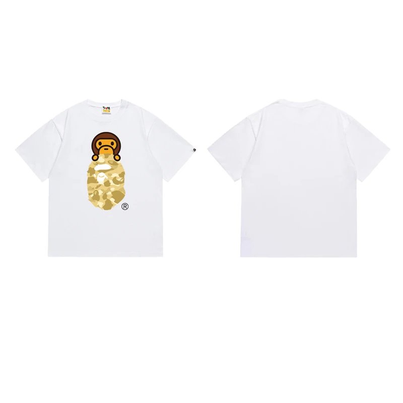 A Bathing Ape T-Shirts Head Graphic Print — 168 white yellow