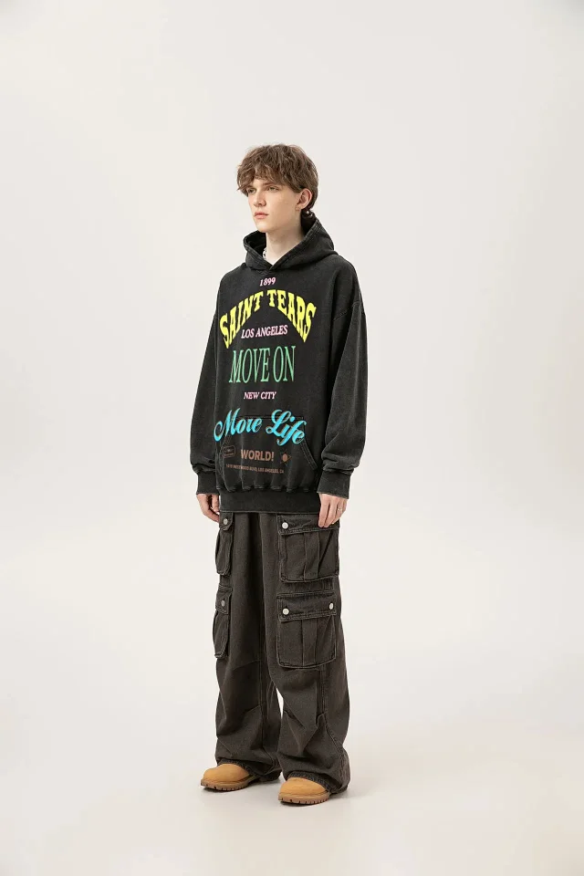 Unbranded Hoodies & Sweatshirts Washed Graphic Pullover Hoodie product detail image 3