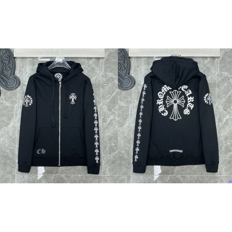 Chrome Hearts Hoodies & Sweatshirts Zip-Up with Cross Graphics — 8607 Black