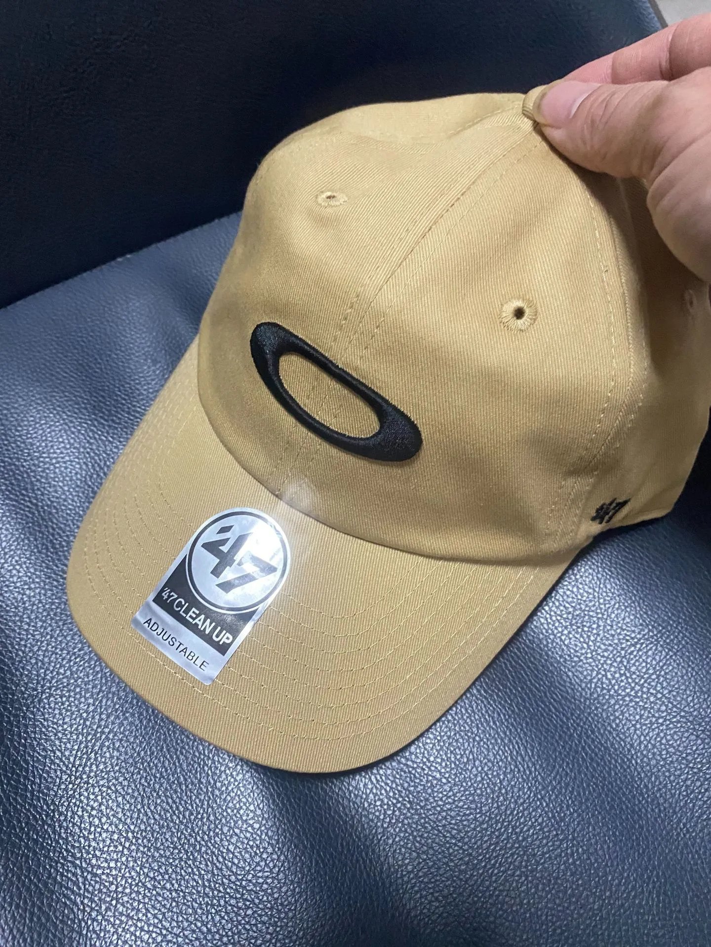 Oakley Hats Baseball Cap with Embroidered Ellipse Logo — Khaki Black Label