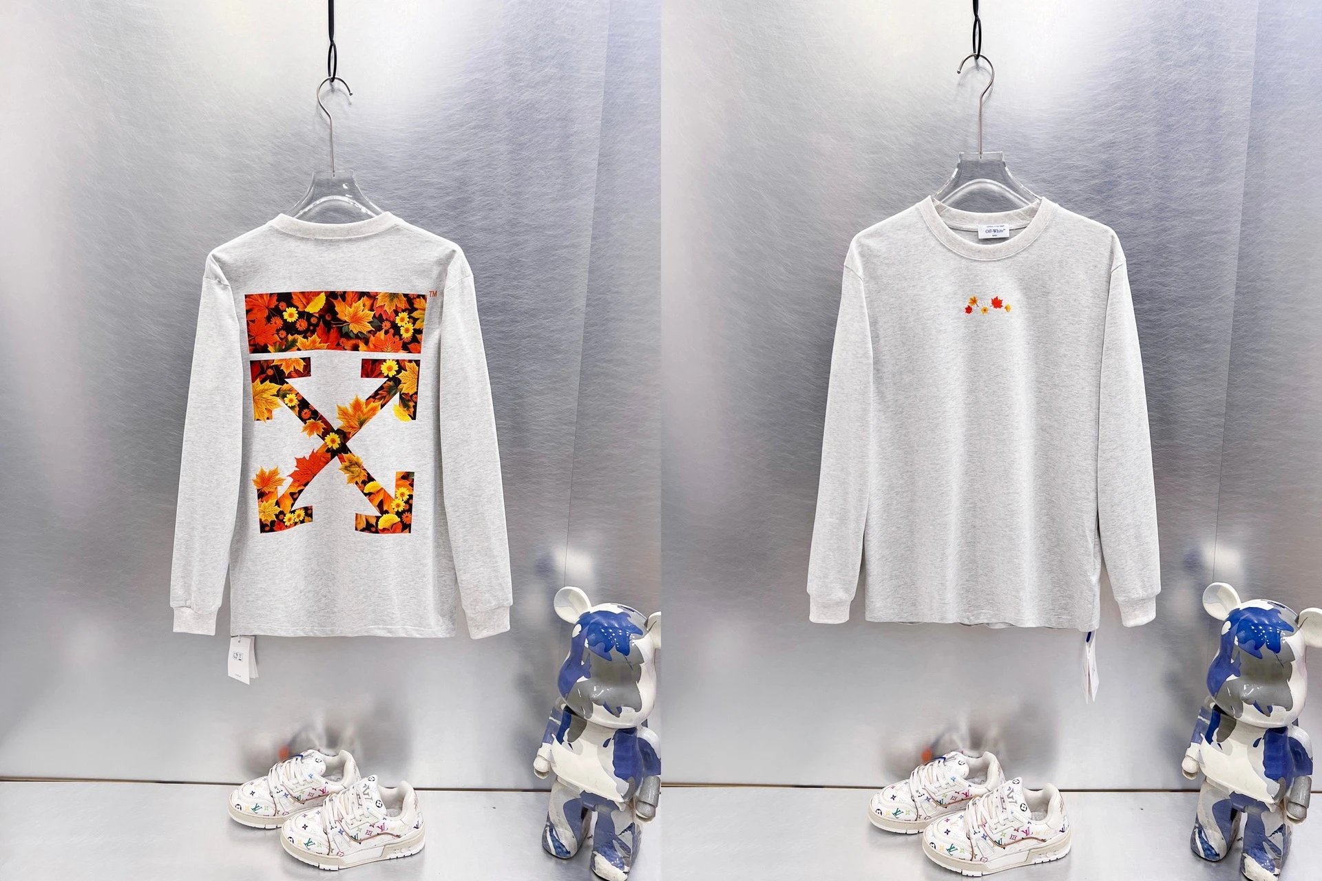 Off-White T-Shirts Long-Sleeve Graphic Arrow T-Shirt — 9637 gray