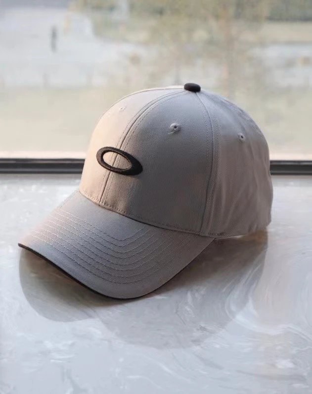 Oakley Hats Baseball Cap with Embroidered Ellipse Logo — Round logo, gray color