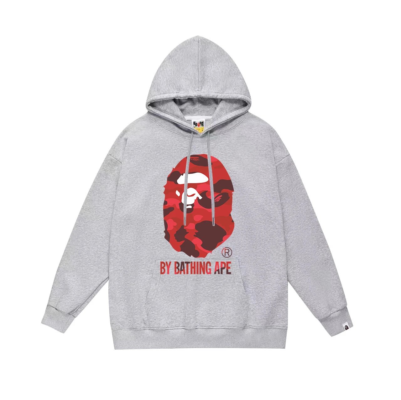 BAPE Hoodies & Sweatshirts Graphic Pullover Hoodie — 645 Gray-Red