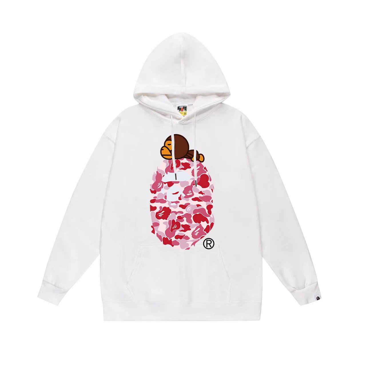 A Bathing Ape Hoodies & Sweatshirts Camo Head Graphic Pullover Hoodie — 648 White powder
