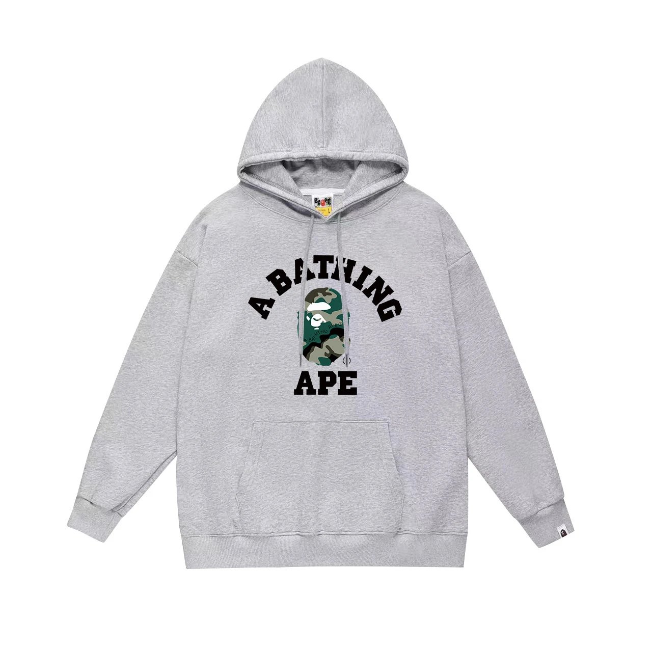 A Bathing Ape Hoodies & Sweatshirts Camo Head Graphic Pullover Hoodie — 658 gray