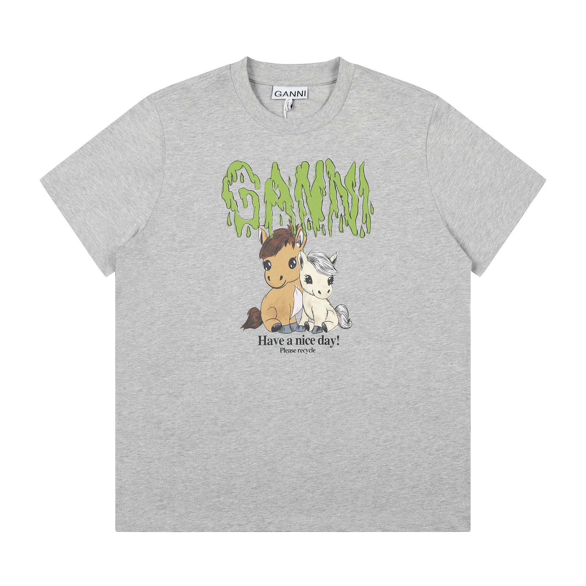 GANNI T-Shirts Graphic Print Short-Sleeve T-Shirt — GA80