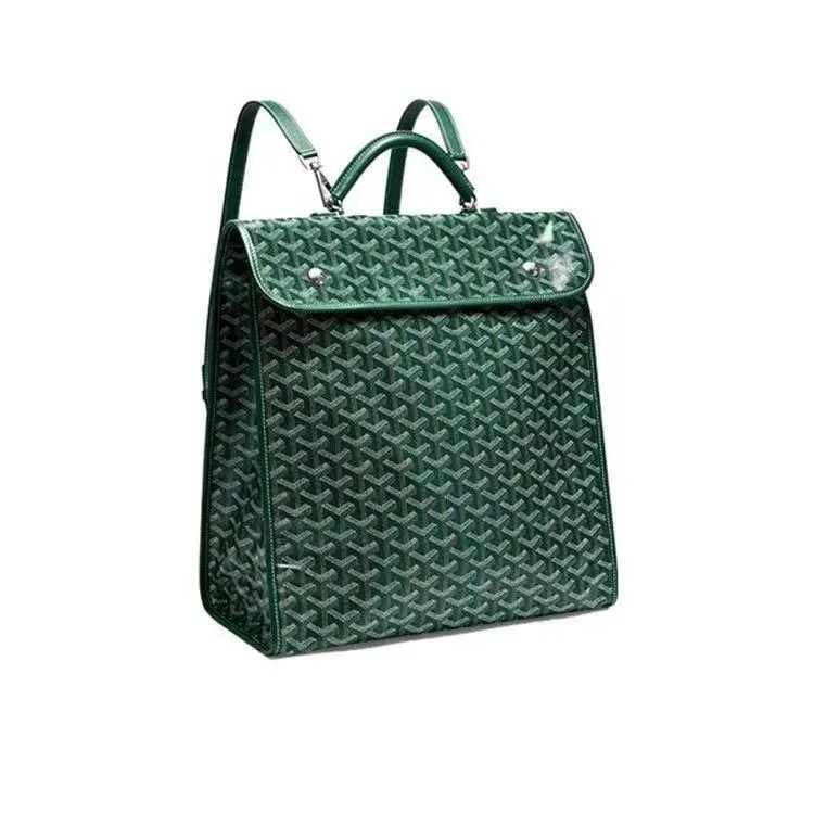 Goyard Backpacks Chevron-pattern flap backpack with top handle — Backpack Green 36*32*16 CM