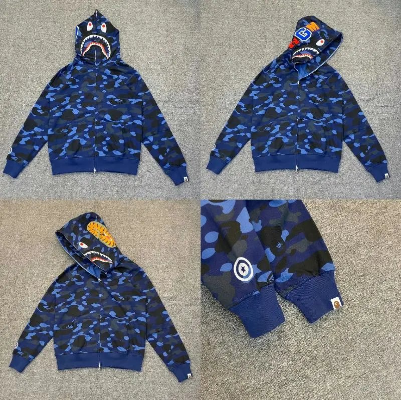A Bathing Ape Hoodies & Sweatshirts Shark full-zip camouflage hoodie — XX121 Camouflage Blue