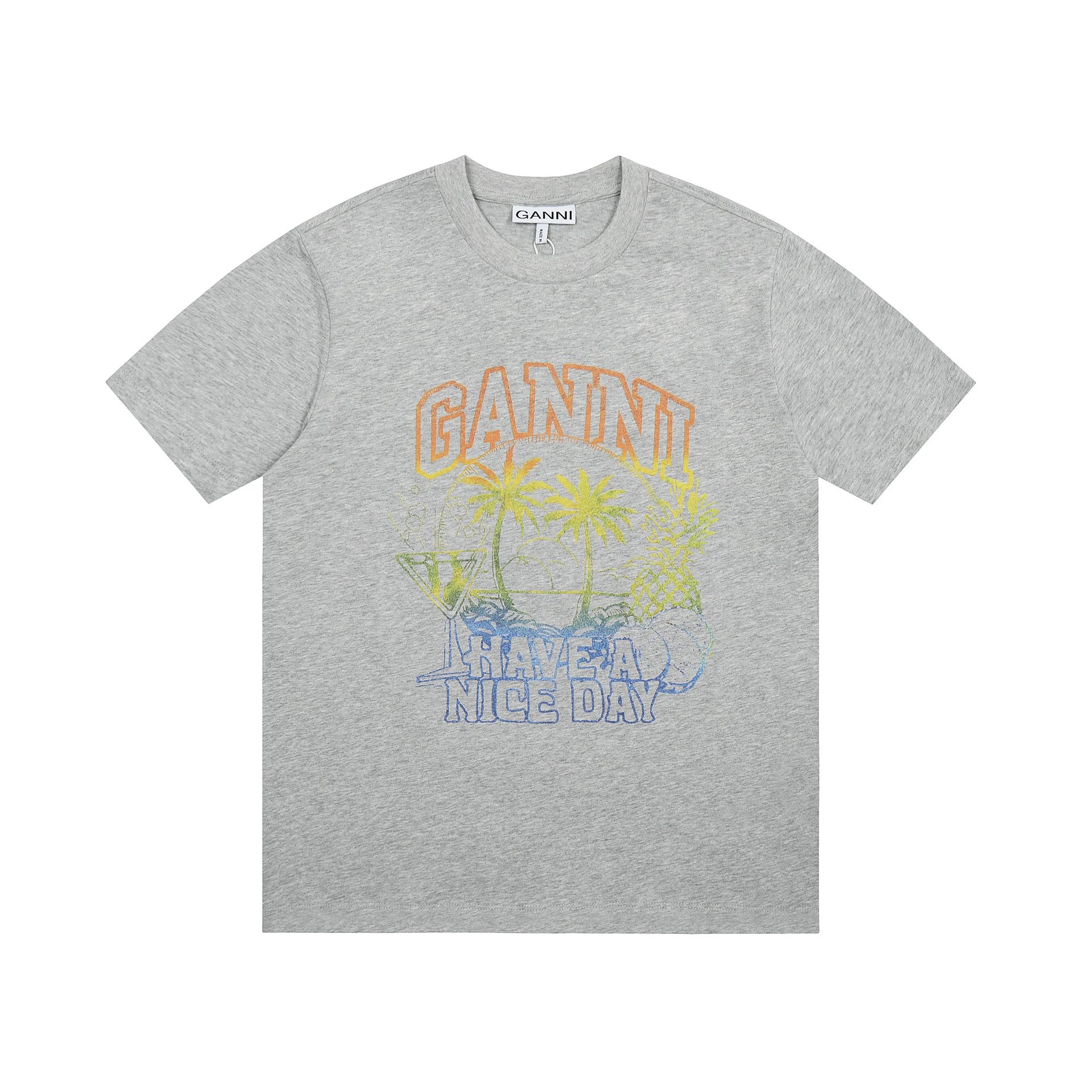 GANNI T-Shirts Graphic Print Short-Sleeve T-Shirt — GA77