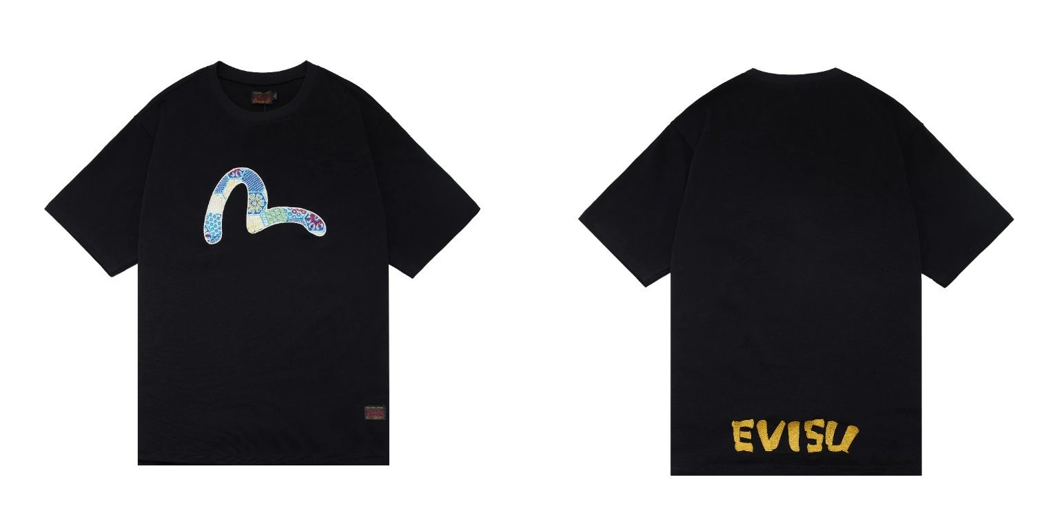 Evisu T-Shirts Short-Sleeve Graphic T-Shirt — QC 010 Black