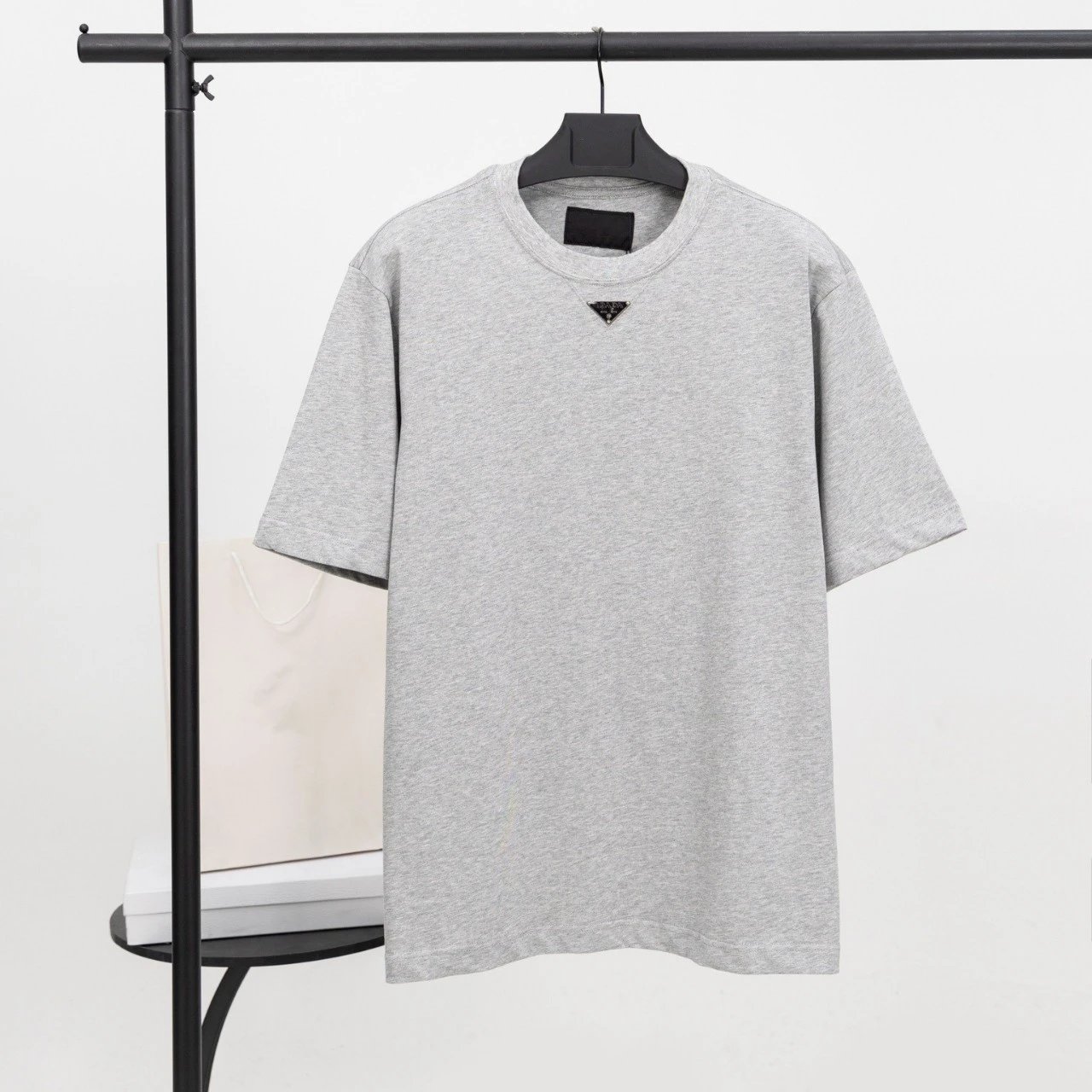 Prada T-Shirts Crew-neck T-shirt with triangular logo plaque image 5