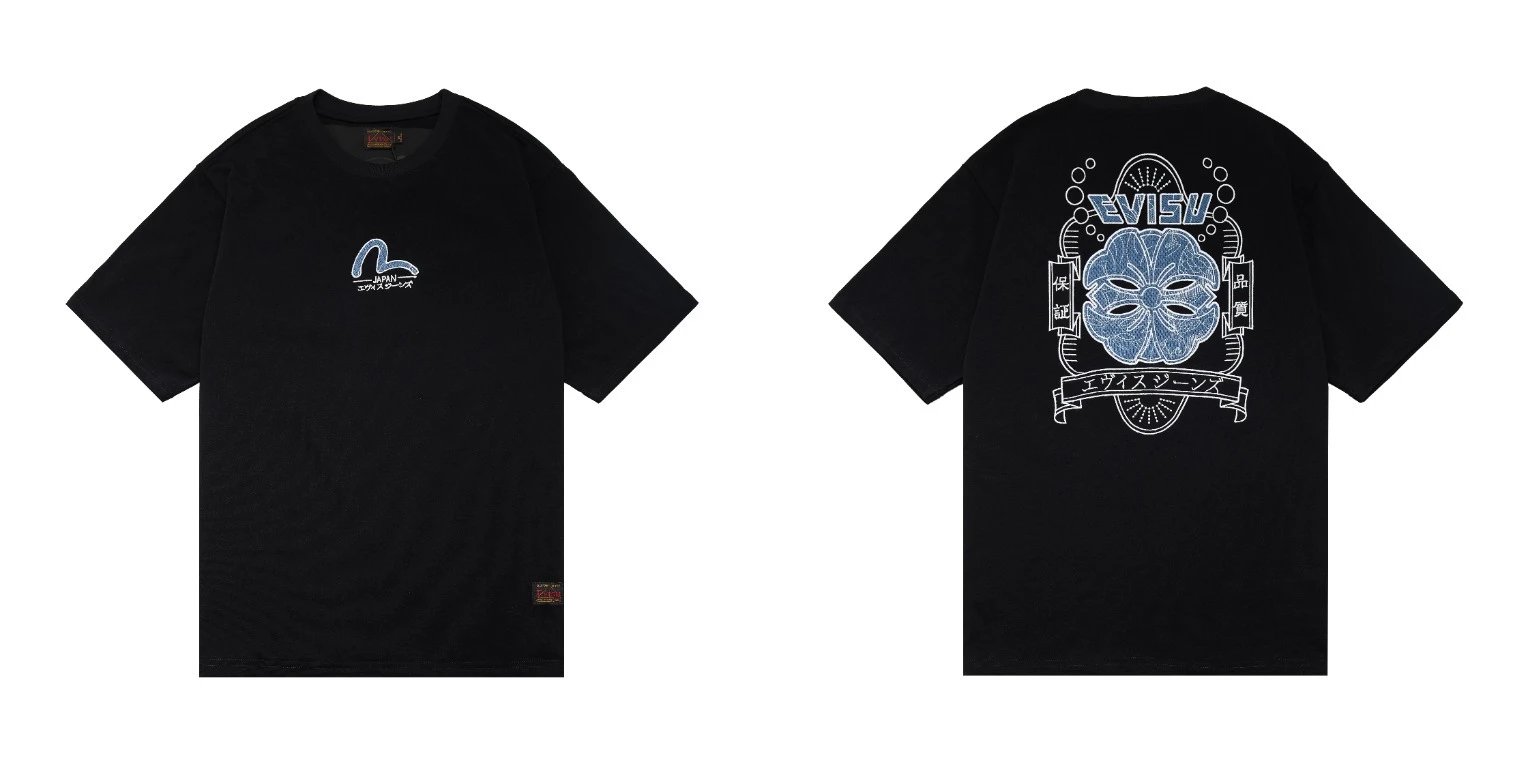 Evisu T-Shirts Short-Sleeve Graphic T-Shirt — QC 06 Black