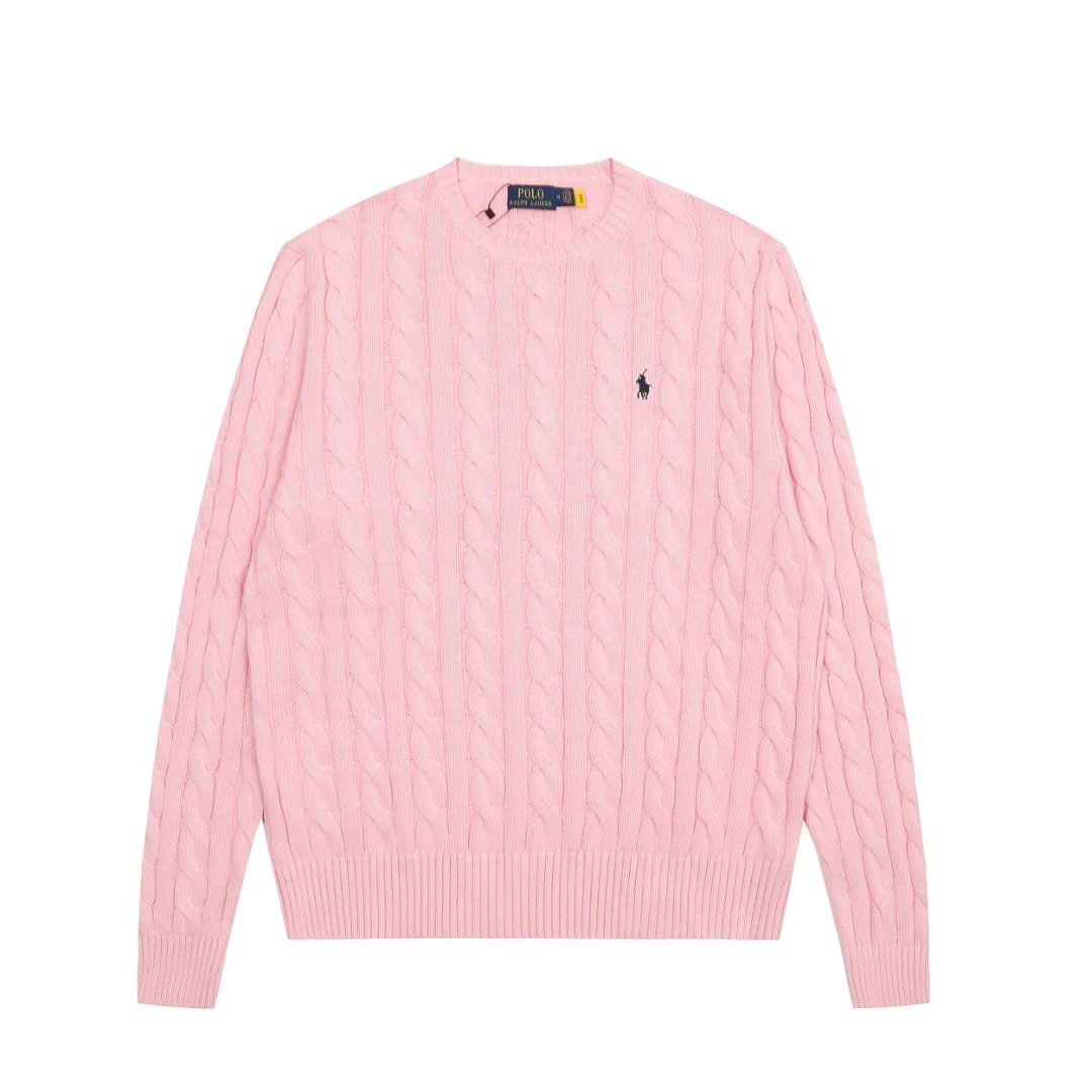 Polo Ralph Lauren Knitwear DS012 cable-knit crewneck sweater with embroidered pony logo — DS012 Pink