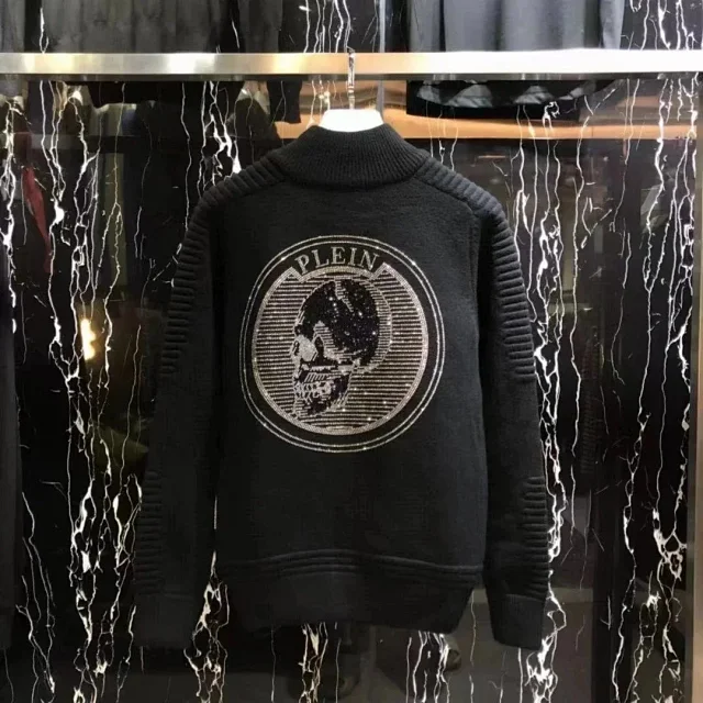 Philipp Plein Knitwear Ribbed Turtleneck Skull Embellished Sweater product detail image 4