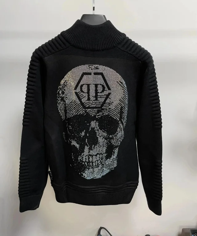Philipp Plein Knitwear Ribbed Turtleneck Skull Embellished Sweater product detail image 8