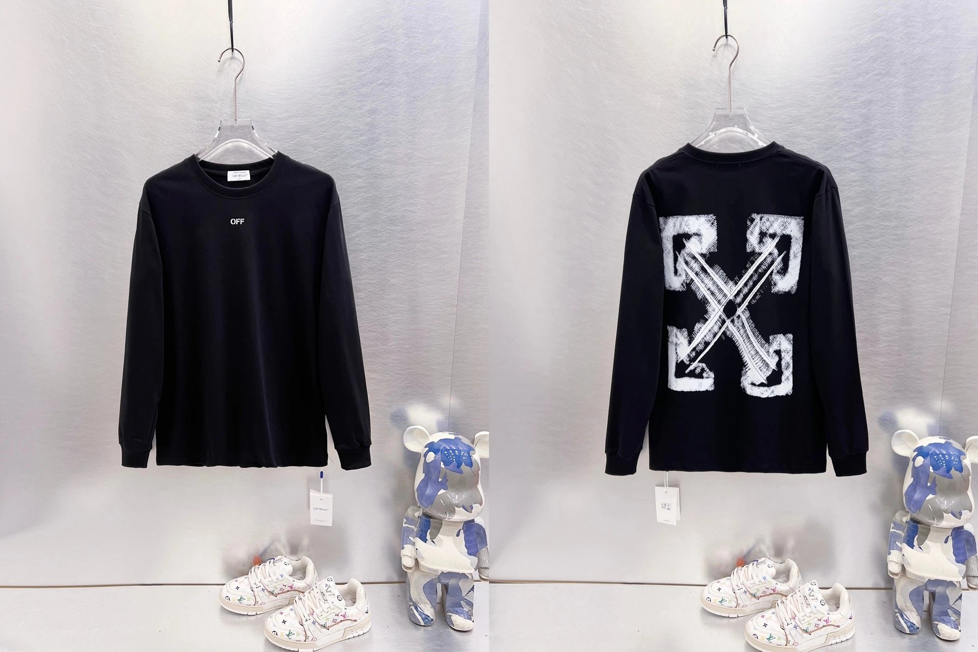 Off-White T-Shirts Long-Sleeve Graphic Arrow T-Shirt — 9636 Black