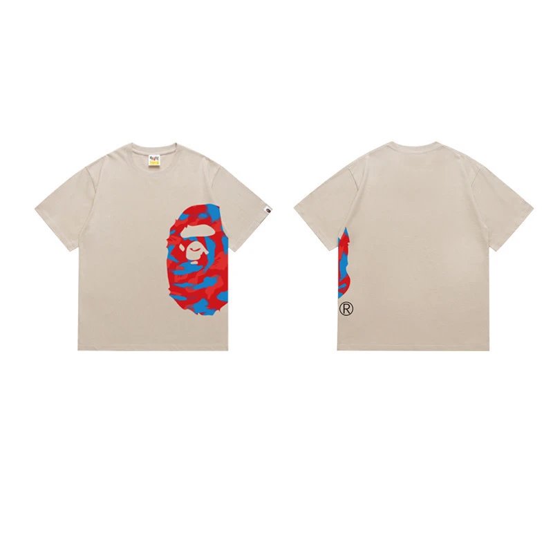 A BATHING APE T-Shirts Side Head Graphic — 1322 Khaki